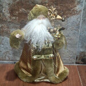 Golden Kris Kringle Santa Claus Tree Topper Table Christmas Decor